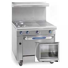 Imperial IHR-2HT-2-E-XB 36" Electric 2 Round Elements & Two 12" Hot Tops Heavy Duty Range with Open Cabinet Base - 208V