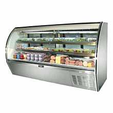 Leader ERHD94 94" Refrigerated Curved Glass Counter Deli Case with 2 Shelves