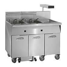 Imperial IFSCB275E 58" Electric Floor Model Two Battery 75Lb. Capacity Each Fryer with Immersed Elements