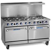 Imperial IR-10-E-CC Pro Series 60" Electric 10 Burner Restaurant Range with 2 Convection Ovens - 208V