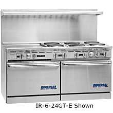 Imperial IR-4-G24T-E Pro Series 48" Electric 4 Round Elements & 24" Griddle Restaurant Range with 2 Space Saver Ovens & Thermostatic Controls- 208V