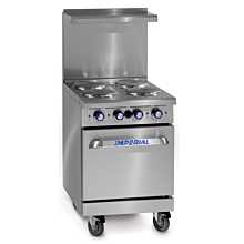 Imperial IR-4-E 24" 4 Round Element Electric Restaurant Range with Space Saver Oven - 240V