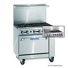 Imperial IR-4-G12-C 36" Gas Restaurant Range with 4 Open Burners 12" Griddle and Convection Oven