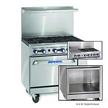 Imperial IR-4-G12-XB 36" Gas Restaurant Range with 4 Open Burners 12" Griddle and Open Cabinet