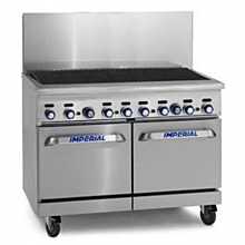 Imperial IR-48BR-220-NG Pro Series 48" Radiant Char-Broiler Natural Gas Restaurant Range Match w/ 2 Space Saver Ovens - 174,000 BTU