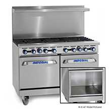 Imperial IR-8-C-XB 48" Gas Restaurant Range with 8 Open Burners, 1 Convection Oven, and 1 Open Cabinet
