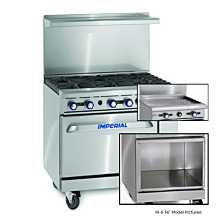 Imperial IR-G36-XB 36" Gas Restaurant Range with Griddle and Open Cabinet