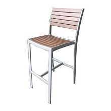 JMC Furniture Mallory Outdoor Tan Synthetic Teak Seat & Back Barstool w/ Aluminum Frame