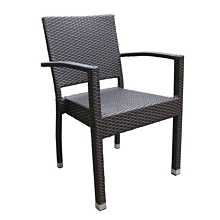 JMC Furniture Balboa Outdoor Synthetic Chocolate Weave Seat & Back Armchair w/ Aluminum Frame