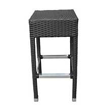 JMC Furniture Gama Outdoor Backless Synthetic Chocolate Weave Seat Barstool w/ Aluminum Frame & Footrest