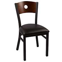JMC Furniture Circle Series Indoor Circle Cutout Wood Back Vinyl Seat Chair w/ Black Powder Coat Finish Metal Frame