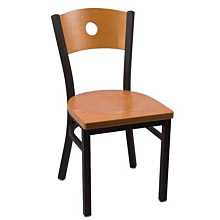 JMC Furniture Circle Series Indoor Circle Cutout Wood Back Wood Seat Chair w/ Black Powder Coat Finish Metal Frame
