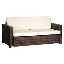 JMC Furniture 66" Outdoor Synthetic Espresso Weave Double Couch w/ Cushions and Aluminum Frame