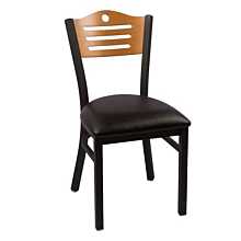 JMC Furniture Eagle Series Indoor Wood Back Vinyl Seat Chair w/ Black Powder Coat Finish Metal Frame