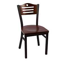 JMC Furniture Eagle Series Indoor Wood Back Wood Seat Chair w/ Black Powder Coat Finish Metal Frame