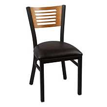JMC Furniture Jones River Series Indoor Slotted Wood Back Vinyl Seat Chair w/ Black Powder Coat Finish Metal Frame