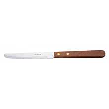 Winco K-55W 4-1/2" Rounded Serrated Steak Knife With Wooden Handle
