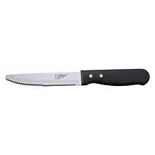 Winco K-85P 5" Jumbo Stainless Steel Steak Knife with Curved Poly Handle and Blunt Tip - 12/Pack