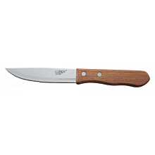 Winco KB-30W 5" Jumbo Stainless Steel Steak Knife with Wood Handle and Pointed Tip - 12/Pack