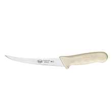 Winco KWP-60 Stal 6" Curved Boning Knife with White Handle