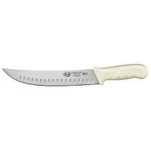 Winco KWP-93 Stal 9-1/2" Hollow Ground Cimeter Knife with White Polypropylene Handle