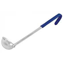 Winco LDCN-2 2 oz Prime One-Piece Stainless Steel Ladle with Blue Handle