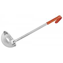 Winco LDCN-8 8 oz Prime One-Piece Stainless Steel Ladle with Orange Handle