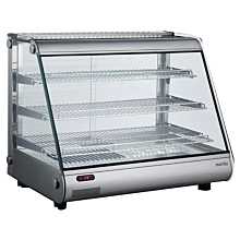 Marchia MHC161 34" Heated Stainless Steel Countertop Display Case with Front Slanted Glass