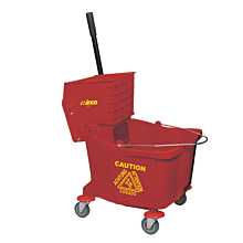 Winco MPB-36R 36 Qt. Plastic Red Mop Bucket with Wringer