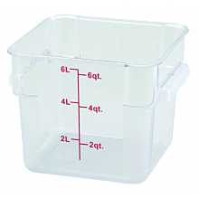 Winco PCSC-6C 6 Qt. Clear Square Polycarbonate Food Storage Container with Red Graduations