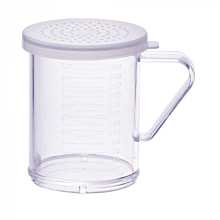 Winco PDG-10CM 10 oz. Clear Polycarbonate Dredge with Medium Hole Snap-On Lid