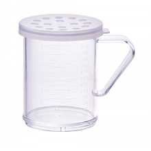 Winco PDG-10CXL 10 oz. Clear Polycarbonate Dredge with Extra Large Hole Snap-On Lid