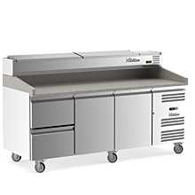 Coldline PDR-80-2D-SS 80" Refrigerated Pizza Prep with Marble Top, Two Drawers and Refrigerated Stainless Topping Rail
