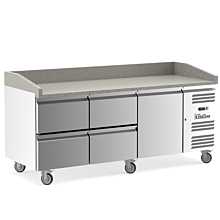 Coldline PDR-80-4D 80" Refrigerated Pizza Prep with Marble Top and Four Drawers