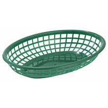 Winco PFB-10G 9-1/2" Green Premium Oval Fast Food Basket