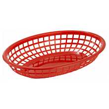 Winco PFB-10R 9-1/2" Red Premium Oval Fast Food Basket