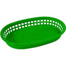 Winco PLB-G Green Oval Plastic Platter Basket