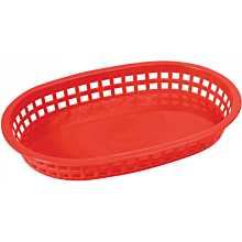 Winco PLB-R Red Oval Plastic Platter Basket