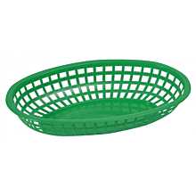 Winco POB-G Green Oval Plastic Food Basket