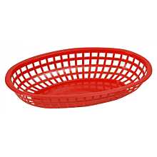 Winco POB-R Red Oval Plastic Food Basket