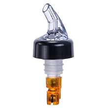 Winco PPA-050 .5 oz. Clear Spout / Orange Tail Measured Liquor Pourer with Collar - 12/Pack