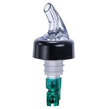 Winco PPA-075 .75 oz. Clear Spout / Green Tail Measured Liquor Pourer with Collar - 12/Pack