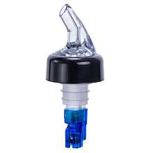Winco PPA-087 .875 oz. Clear Spout / Blue Tail Measured Liquor Pourer with Collar - 12/Pack