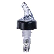 Winco PPA-125 1.25 oz. Clear Spout / Clear Tail Measured Liquor Pourer with Collar - 12/Pack