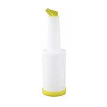 Winco PPB-2Y 2 Qt. White Pour Bottle with Yellow Spout and Cap