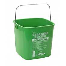 Winco PPL-3G Green Square 3 Qt. Cleaning Bucket with Handle for Soap