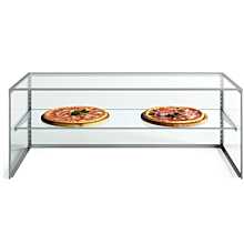 Custom Glass PSG24 24" Pizza Style Glass Sneeze Guard Framed Display Case Square End with 16" Shelf for Pizza Counters, Salad bars, or Steam Tables