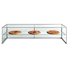 Custom Glass PSG84 84" Pizza Style Glass Sneeze Guard Framed Display Case Square End with 16" Shelf for Pizza Counters, Salad bars, or Steam Tables