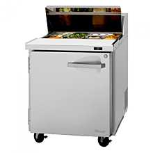 Turbo Air PST-28-N-L Pro Series 27" Left-Hinged Solid Door Sandwich/Salad Prep Table with 8-Pan Top - 7 Cu. Ft.