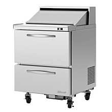 Turbo Air PST-28-D2-N Pro Series 27" Two Drawer Sandwich/Salad Prep Table with 8-Pan Top - 7 Cu. Ft.